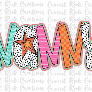 Nanny png, Bunt, Kariert, Zebradruck, Dalmatiner Punkte, Handbeschriftet, Muttertag, Digitale Datei, Sublimation, DTF