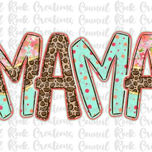 Mamá png, Safari floreciente, Floral, Estampado de guepardo, Puntos, Letras a mano, Día de la Madre, Archivo digital, Sublimación, DTF