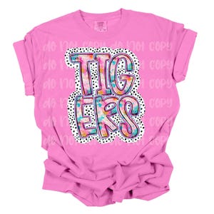 Tigers PNG, Paint Splatters, Dalmatian Dots, Mascot, School Spirit, Team Spirit, Digital File, Sublimation Download, DTF