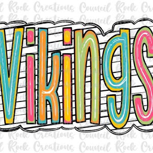 Vikings png, Colorful, Black White Stripes, Mascot, School Spirit, Team Spirit, Digital Gile, Sublimation Download, DTF