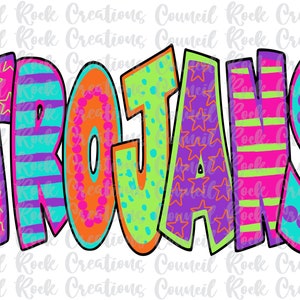 Trojans PNG, Colorful, School Spirit, Team Spirit, Digital File, Sublimation Download, DTF