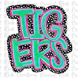 Tigers png, Smeary Paint, Dalmatian Dots, Mascot, School Spirit, Team Spirit, Digital Gile, Sublimation Download, DTF