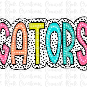 Gators PNG, Colorful, Dalmatian Dots, Mascot, School Spirit, Team Spirit, Digital Gile, Sublimation Download, DTF