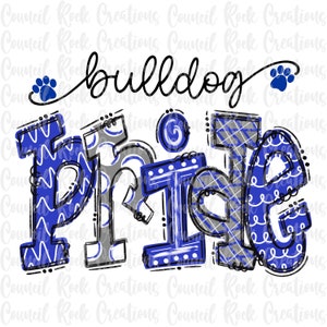 Bulldog Pride PNG | Doodle Letters | School Spirit | Digital File | Sublimation Download
