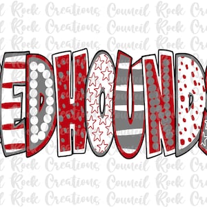 Redhounds Fun Mascot PNG, School Spirit, Team Spirit, Digital Gile, Sublimation Download, DTF