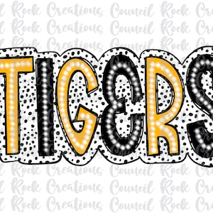 Tigers png, Dalmatian Dots, Mascot, School Spirit, Team Spirit, Digital Gile, Sublimation Download, DTF
