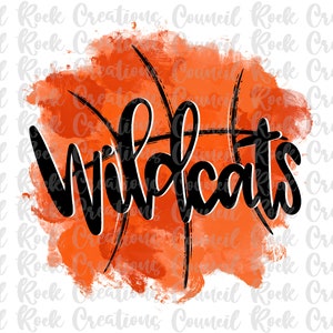 Wildcats Basketball Splatter PNG, School Spirit, Sports, Mascot, Digital File, Sublimation Download, DTF