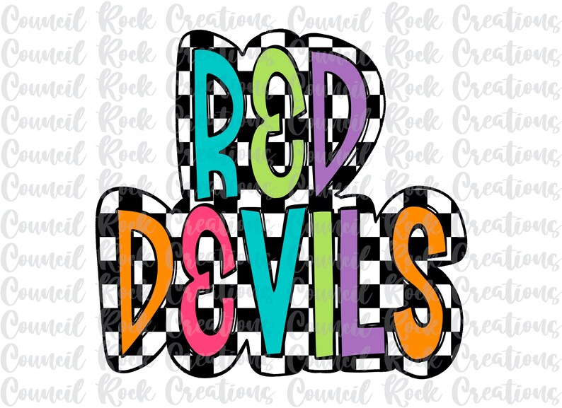Red Devils PNG, Colorful, Checkered, Mascot, School Spirit, Team Spirit ...