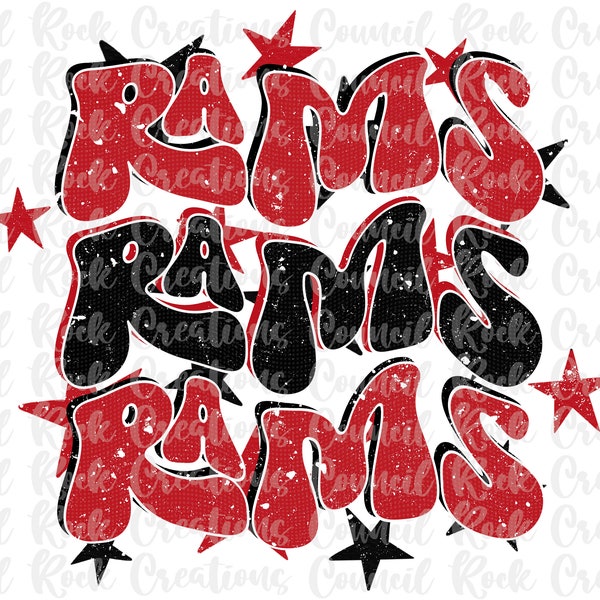 Retro Rams PNG, Distressed, Stars, School Spirit, Team Spirit, Digital File, Sublimation Download, DTF