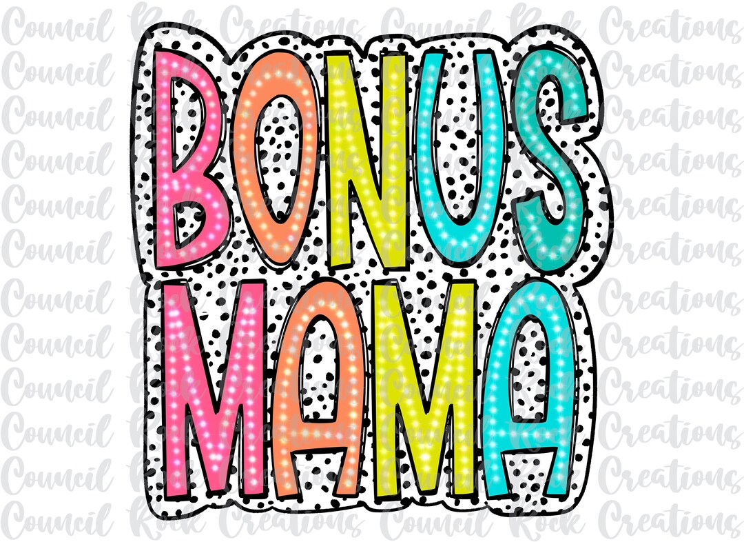 Bonus Mama PNG, Bright Doodle, Dalmatian Dots, Digital File ...