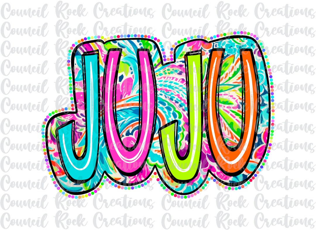Juju PNG, Scribble Doodle, Bright Paisley Floral, Digital File