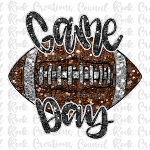 Game Day glitter bling voetbal png, schoolgeest, mascotte, digitaal bestand, sublimatie downloaden, dtf