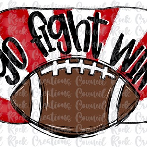 Go Fight Win Football, Checkered, Hand Lettered, School Spirit, Team Spirit, Digital File, Sublimation Download, DTF