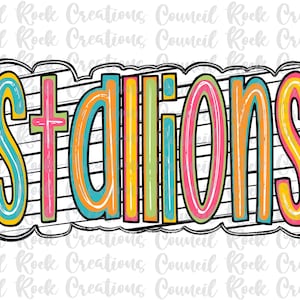 Stallions png, Colorful, Black White Stripes, Mascot, School Spirit, Team Spirit, Digital Gile, Sublimation Download, DTF