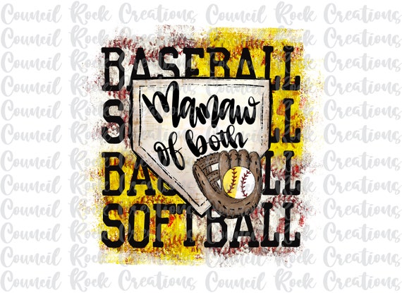 Mamaw of Both PNG, Baseball, Softball, Glove, Game Day, Home Plate, School Spirit, Digital File, Sublimation Download, DTF