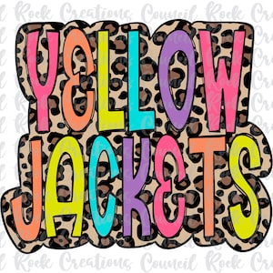 Yellow Jackets  PNG, Colorful, Leopard, Mascot, School Spirit, Team Spirit, Digital File, Sublimation Download, DTF