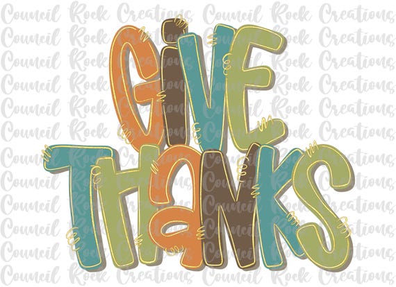 Give Thanks PNG, Gold Glitter, Hand Lettered, Fall, Thanksgiving, Doodle Letters, Digital File, Sublimation Download, DTF