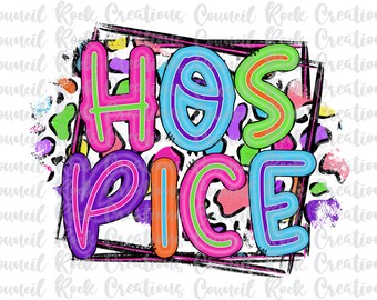 Puede incluir: Un diseño gráfico colorido con las palabras "HOS PICE" en una fuente negrita y con contorno. Las letras están superpuestas sobre un fondo blanco con un patrón abstracto colorido.