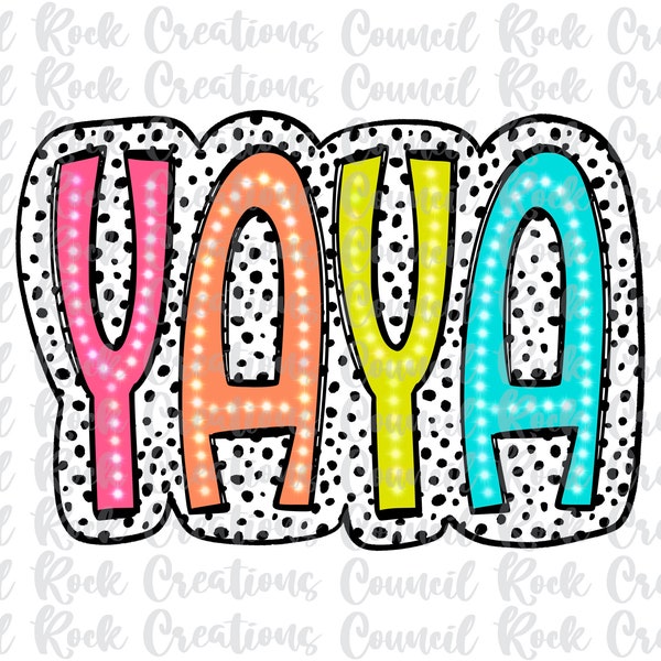 Yaya PNG, Bright Doodle, Dalmatian Dots, Digital File, Sublimation Download, DTF