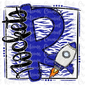 R Rockets PNG, Animal Print, Doodle Letter, School Spirit, Digital File, Sublimation Download, DTF