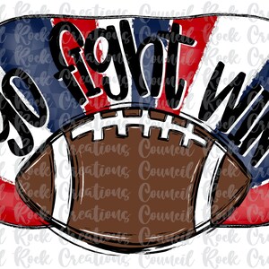 Go Fight Win Football, Checkered, Hand Lettered, School Spirit, Team Spirit, Digital File, Sublimation Download, DTF