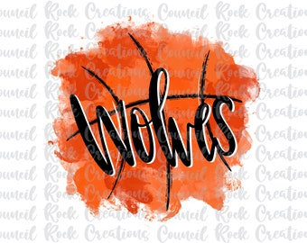 Wolves Basketball Splatter PNG, School Spirit, Sports, Mascot, Digital File, Sublimation Download, DTF