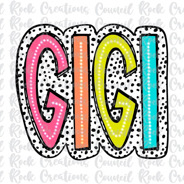 GiGi PNG, Bright Doodle, Dalmatian Dots, Digital File, Sublimation Download, DTF