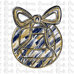 Volleyball PNG, Navy Gold Brushstrokes, Bow, Glitter, School Spirit, Digital File, Sublimation, DTF