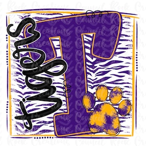 Tigers PNG, Tiger Paw, Animal Print, Doodle Letter, Digital File, Sublimation Download, DTF