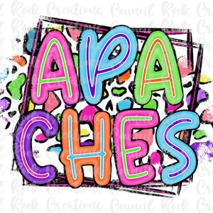 Apaches PNG, Colorful Cheetah Print, School Spirit, Team Spirit, Digital Gile, Sublimation Download, DTF
