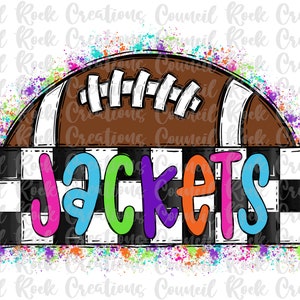 Colorful Jackets Football PNG, School Spirit, Digital File, Sublimation Download, DTF