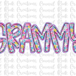 Grammy png, Flores silvestres, Letras a mano, Día de la Madre, Archivo digital, Sublimación, DTF