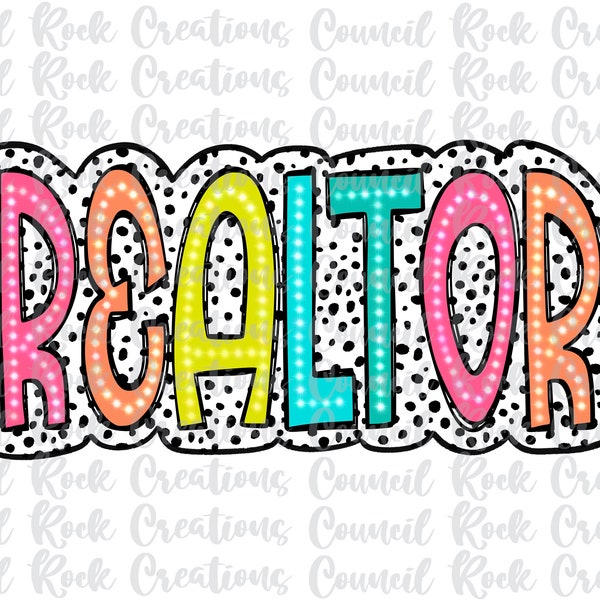 Realtor PNG, Colorful, Dalmatian Dots, Occupation, Digital Gile, Sublimation Download, DTF