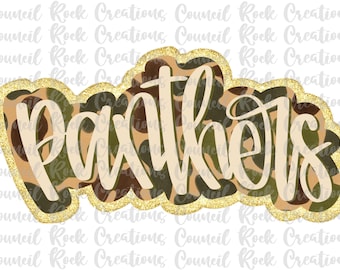 Panthers png, Camo, Camouflage, Hand Lettered, Glitter, Mascot, School Spirit, Team Spirit, Digital File, Sublimation, DTF