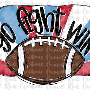 Go Fight Win Football, Checkered, Hand Lettered, School Spirit, Team Spirit, Digital File, Sublimation Download, DTF