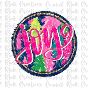 Joy PNG, Watercolor Preppy Christmas Trees Background, Glitter, Hand Lettered, Digital File, Sublimation, DTF