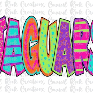 Jaguars PNG, Colorful, School Spirit, Team Spirit, Digital File, Sublimation Download, DTF