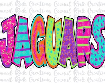 Jaguars PNG, Colorful, School Spirit, Team Spirit, Digital File, Sublimation Download, DTF