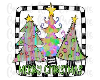 Merry Christmas PNG | Whimsical Trees | Digital File | Sublimation Download