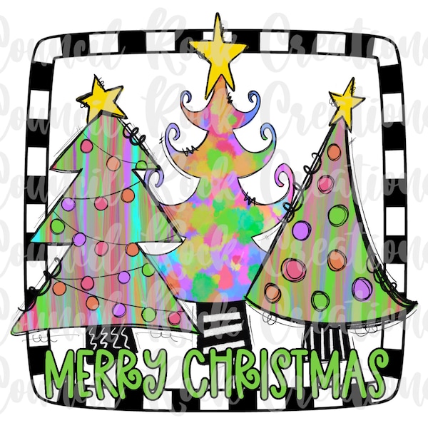 Merry Christmas PNG | Whimsical Trees | Digital File | Sublimation Download