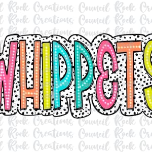 Whippets PNG, Colorful, Dalmatian Dots, Mascot, School Spirit, Team Spirit, Digital Gile, Sublimation Download, DTF