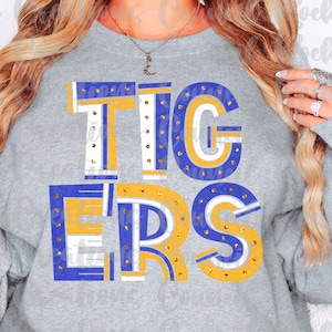 Tigers png, Glitter Dots, Mascot, School Spirit, Team Spirit, Digital File, Sublimation Download, DTF