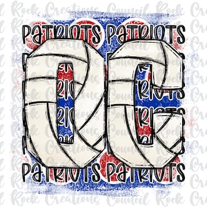 OC Patriots Volleyball PNG, Distressed Polka Dot Background, School Spirit,  Digital File, Sublimation Download, DTF