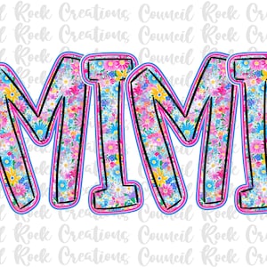 Mimi png, Flores silvestres, Letras a mano, Día de la Madre, Archivo digital, Sublimación, DTF