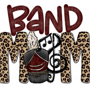 Band Mom PNG | Cheetah Print Doodle Letters | Digital File | Sublimation Download