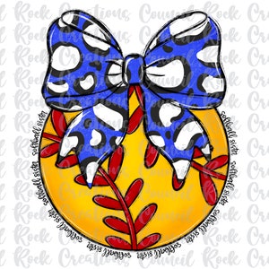 Softball Sister PNG, Hand Lettered, Big Cheetah Print Bow, School Spirit, Sports, Mascot, Digital File, Sublimation Download, DTF