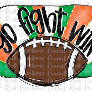 Go Fight Win Football, Checkered, Hand Lettered, School Spirit, Team Spirit, Digital File, Sublimation Download, DTF
