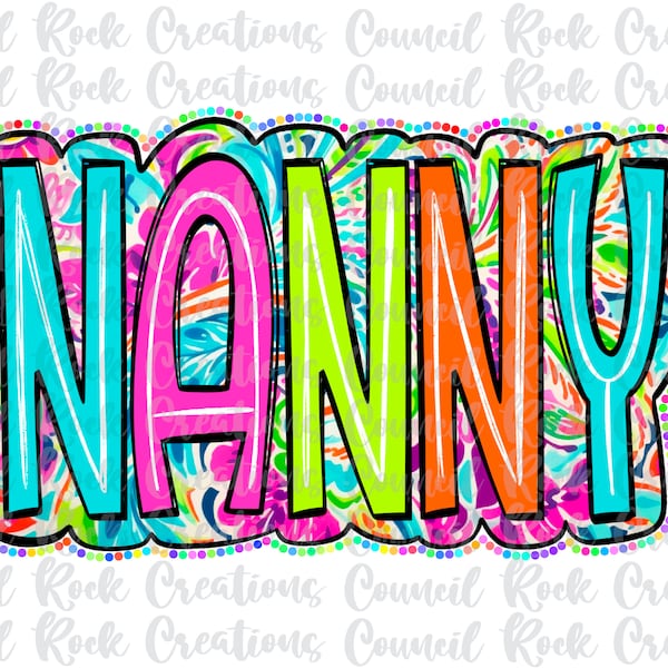 Nanny PNG, Scribble Doodle, Bright Paisley Floral, Digital File, Sublimation Download, DTF