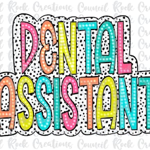 Asistente dental PNG, colorido, puntos dálmatas, ocupación, archivo digital, descarga de sublimación, DTF