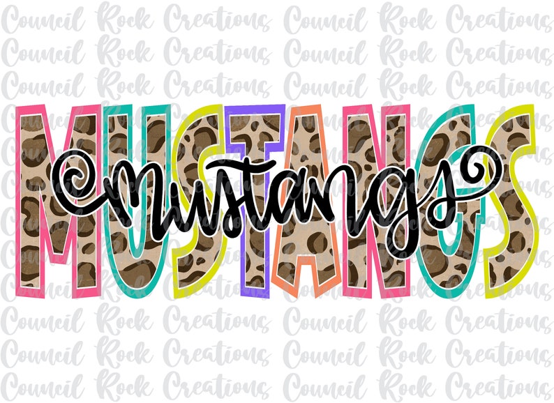 Mustangs PNG, Cheetah Print, School Spirit, Team Spirit, Digital File ...